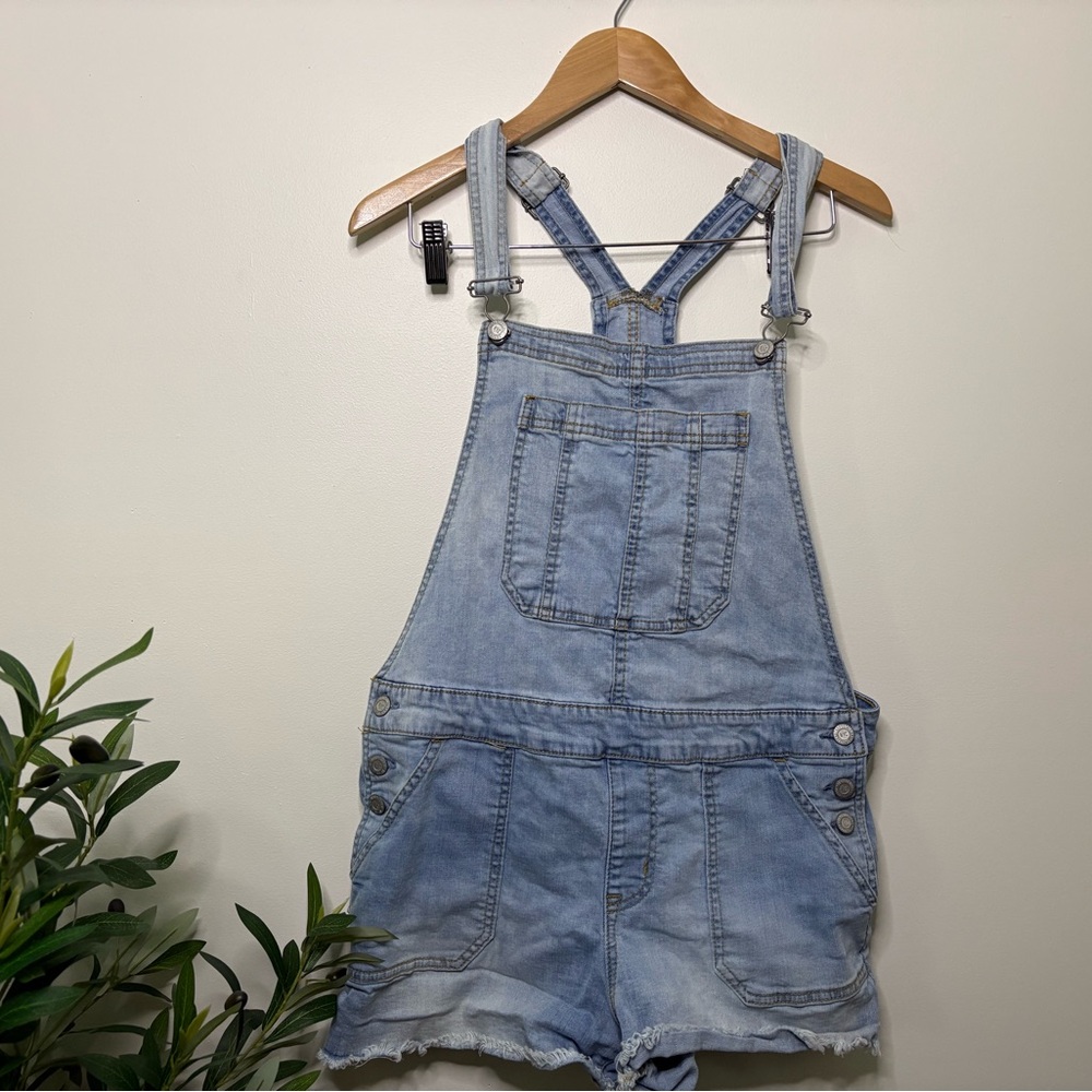 Light Distressed Blue Denim Overalls